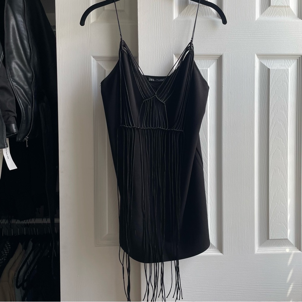 Zara Black Fringe Camisole